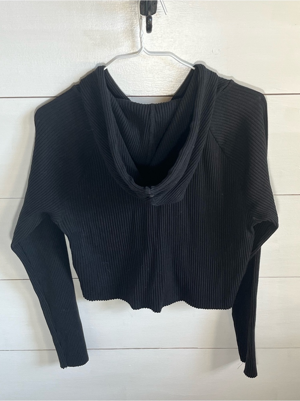 H&M Black Ribbed Cropped Half-Zip Hoodie - Picture 3 of 3